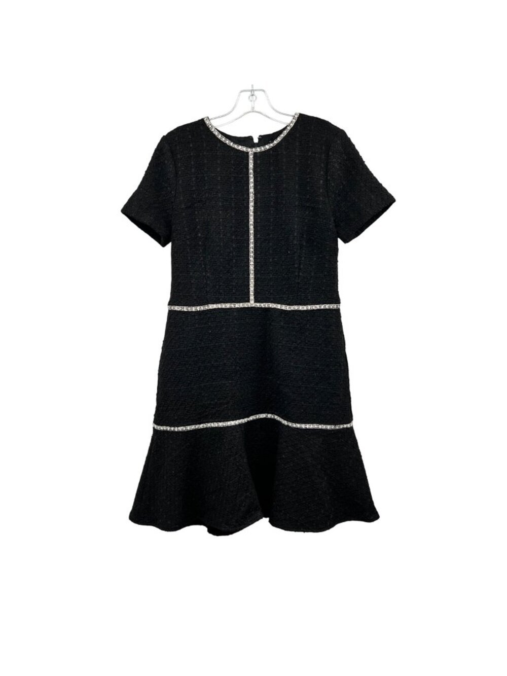 Ann Taylor Tweed A-Line Dress Short Sleeve Black/White Size 8 Zip